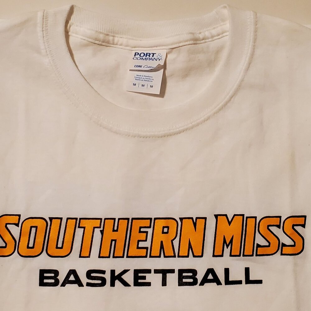 Southern Mississippi Golden Eagles Basketball White Crew Neck T-shirt Mens Med